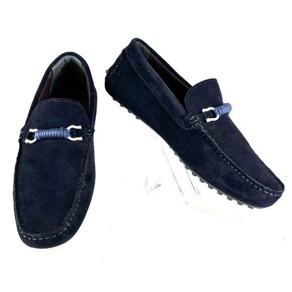 Bruno Magli Torro Blue Suede Loafers (US 10M / EU 43) Like New - Picture 1 of 14